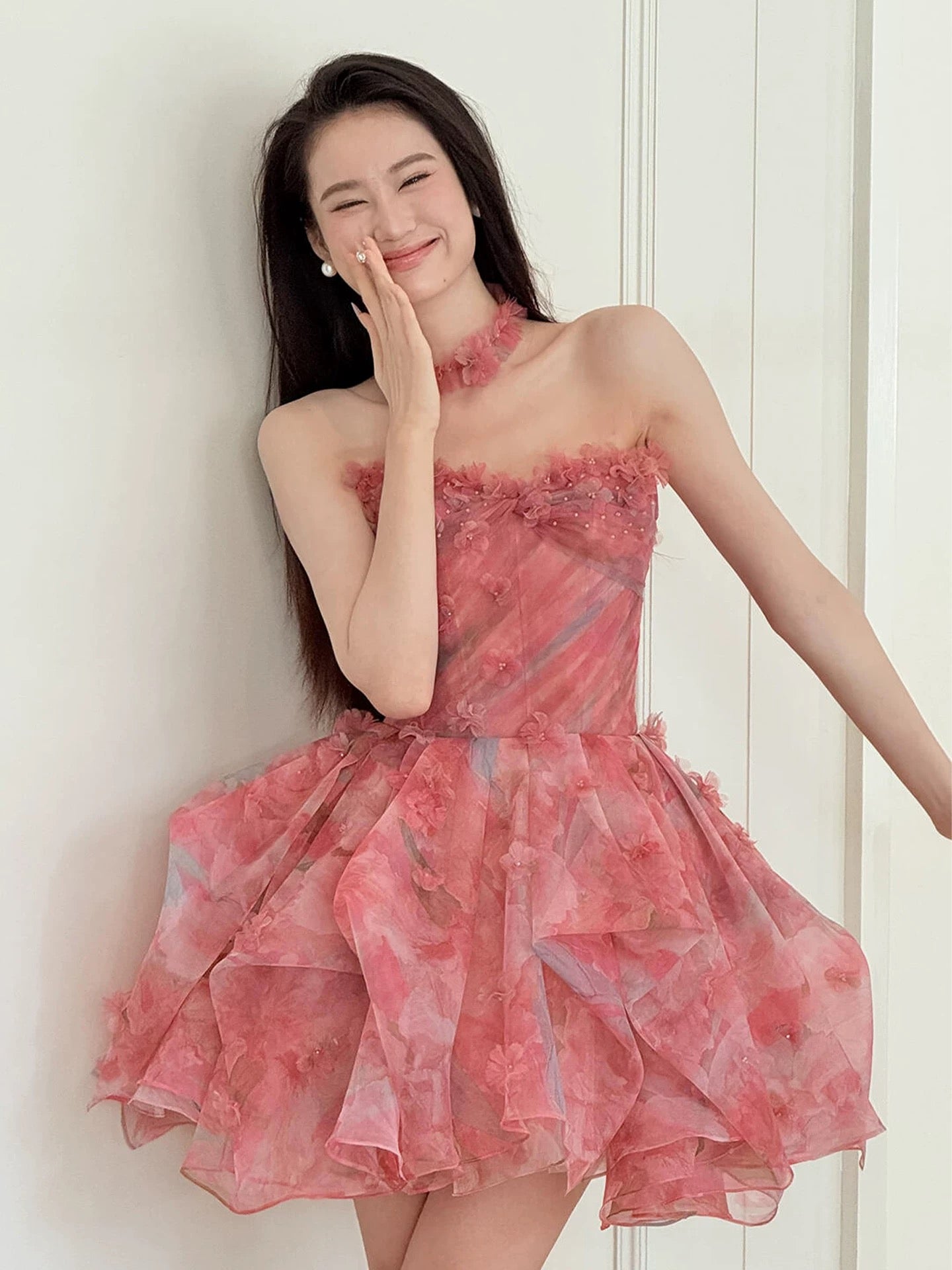 Cute Ball Gown Sweetheart Floral Pink Short Cocktail Homecoming Dresses Ideas Hoco Outfits RB5330