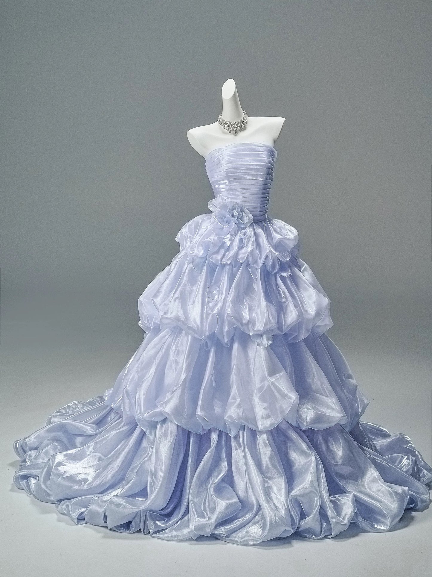 Princess Style Ball Gown Strapless Lilac Organza With Ruffled Long Quinceanera Dresses Formal Outfits RB5500