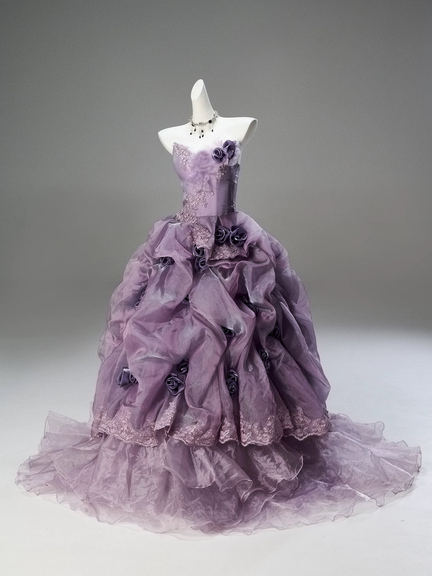Princess Style Ball Gown Strapless Lilac Purple With Ruffled Long Quinceanera Dresses Ideas Formal Outfits RB5501