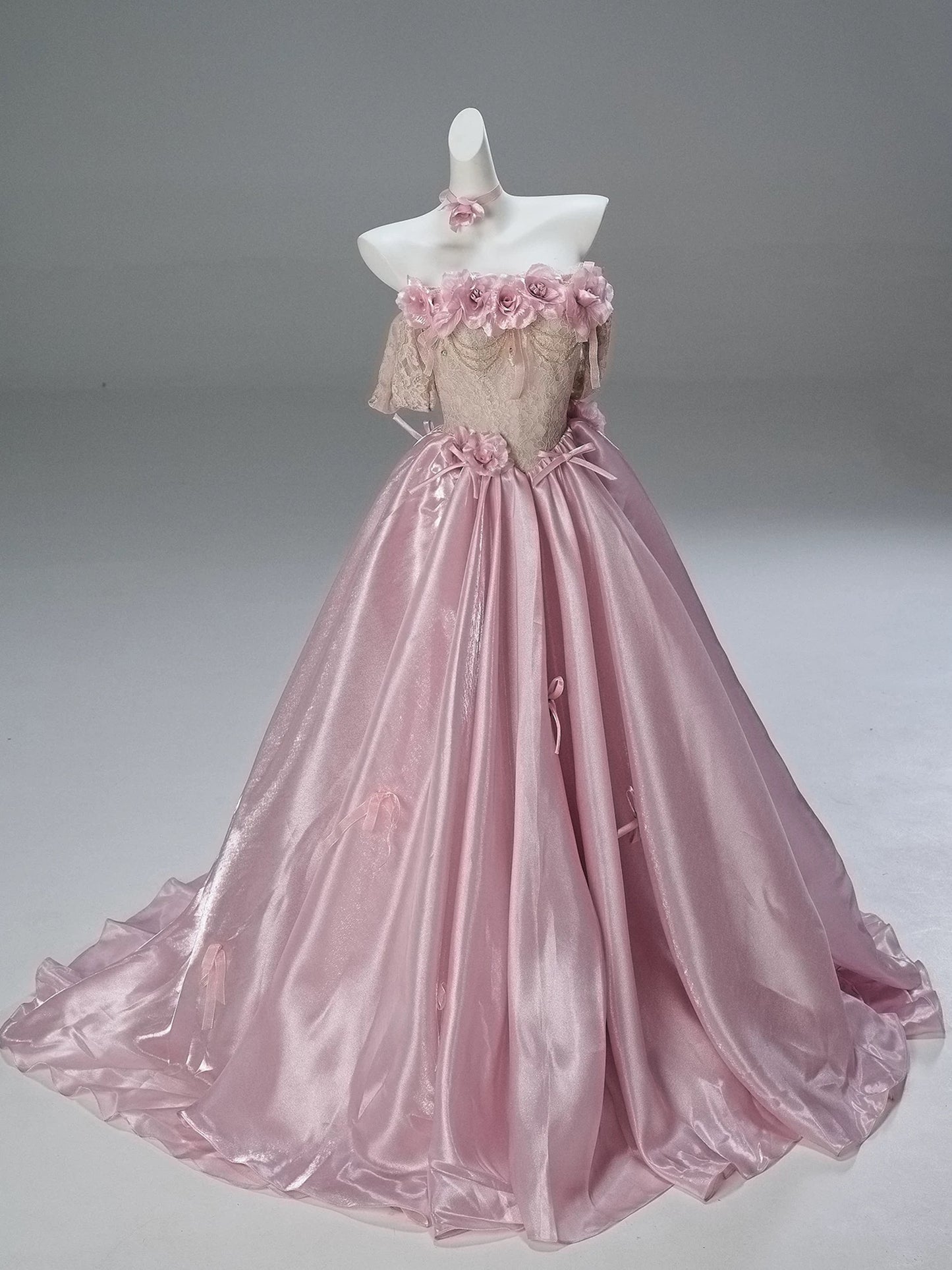Princess Style Ball Gown Off The Shoulder Pink With Flowers Long 15 Quinceanera Dresses Photo Ideas Formal Outfits RB5502