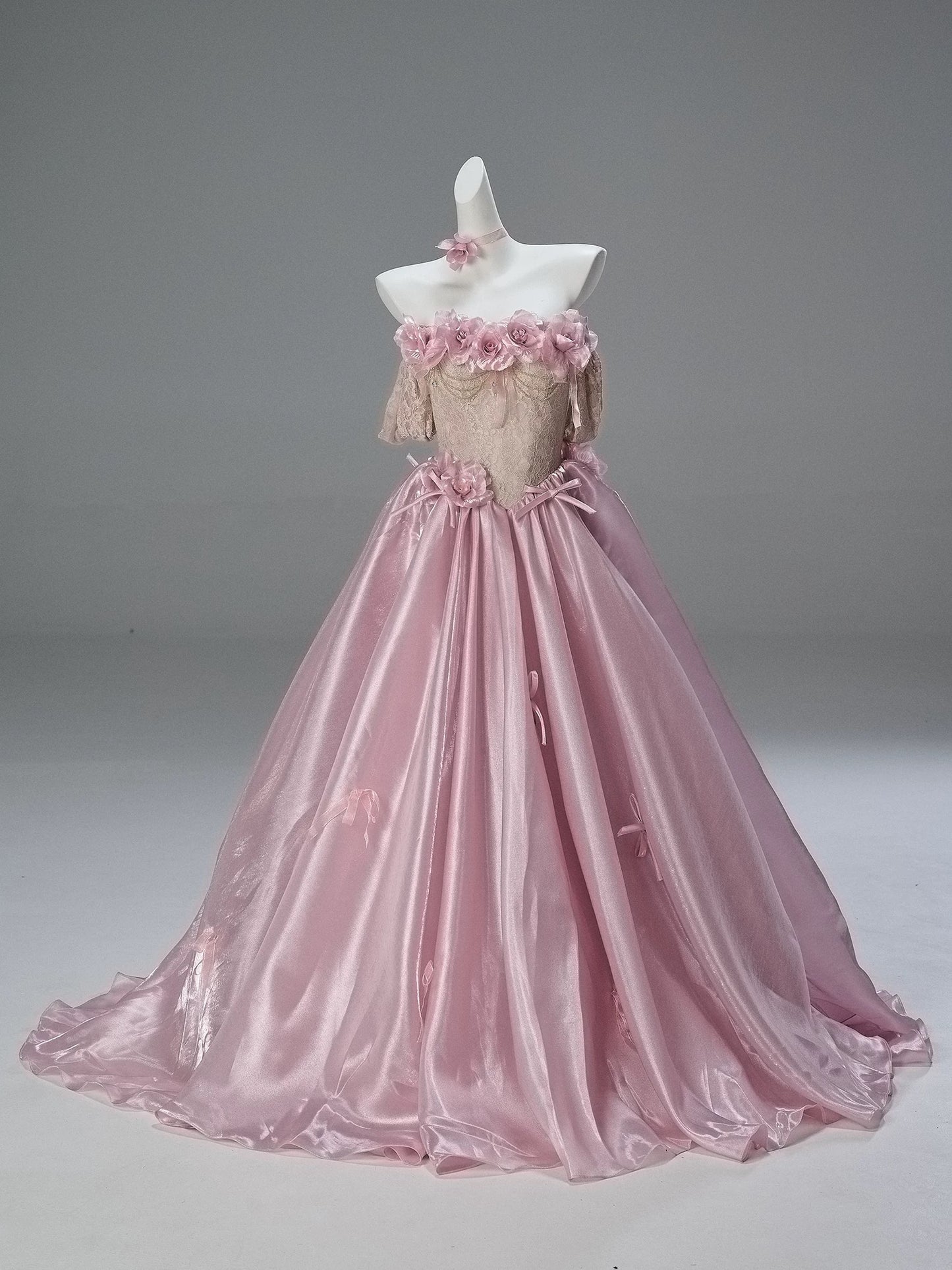 Princess Style Ball Gown Off The Shoulder Pink With Flowers Long 15 Quinceanera Dresses Photo Ideas Formal Outfits RB5502