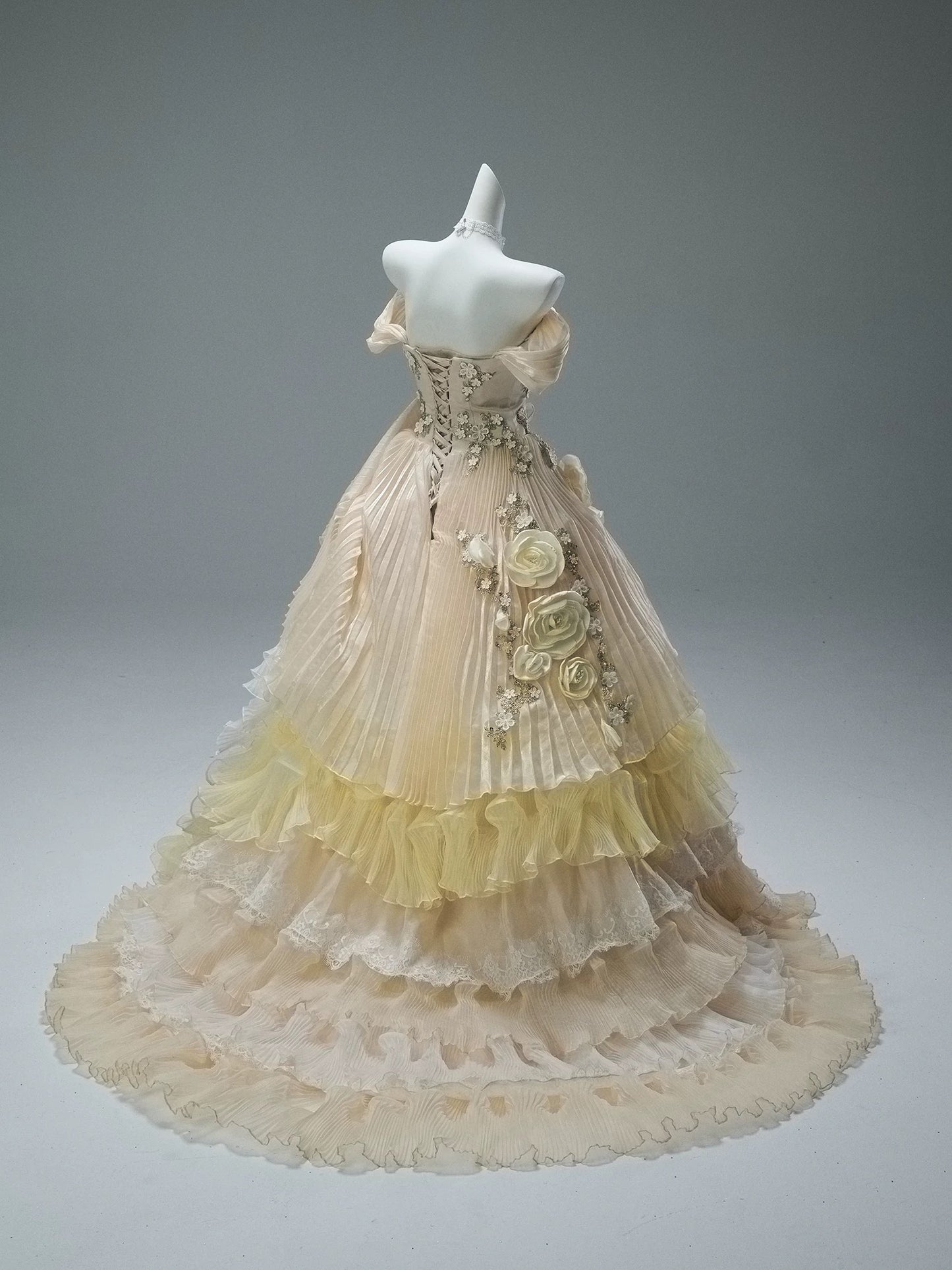 Cute Ball Gown Off The Shoulder Yellow With Ruffled Flowers Long Quinceanera Dresses Sweet 15 Dress Formal Outfits RB5507