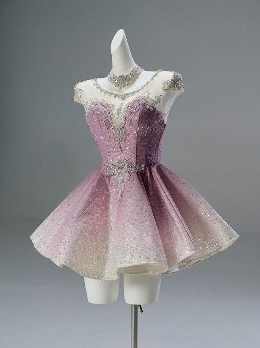 Sparkly Ball Gown Scoop Pink Sequin Short Cocktail Homecoming Dresses Ideas Hoco Outfits RB5540