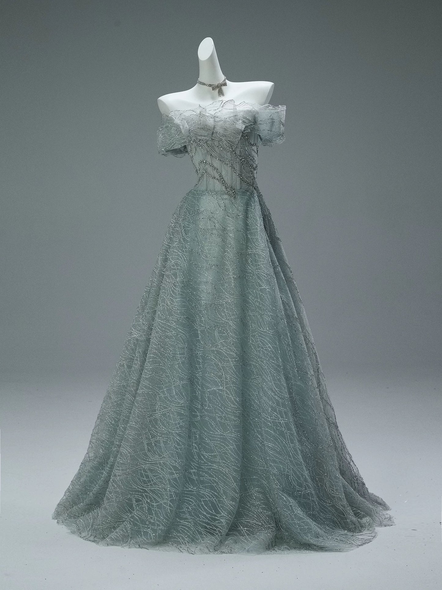 Sparkly Ball Gown Off The Shoulder Green With Beaded Date Night Outfits Semi Formal Prom Gown Evening Dresses RB5533