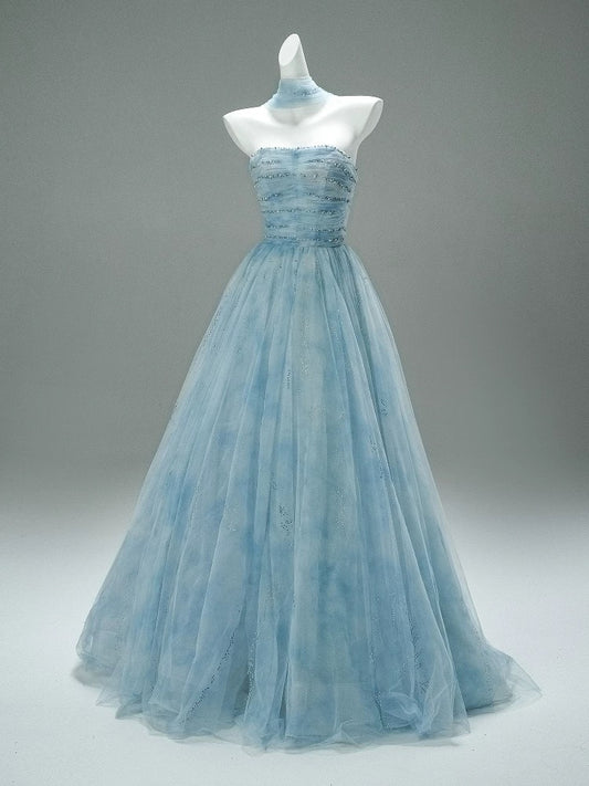 Beautiful Ball Gown Strapless Ice Blue With Beading Long Quinceanera Dresses Sweet 15 Dress Formal Outfits RB5519