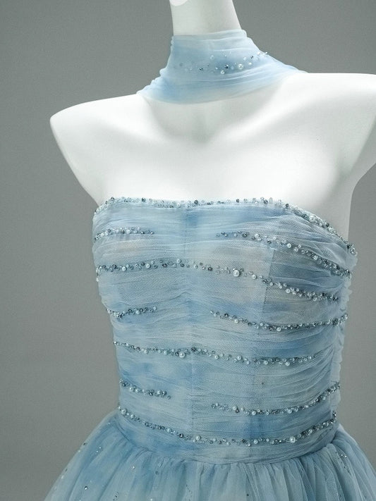 Beautiful Ball Gown Strapless Ice Blue With Beading Long Quinceanera Dresses Sweet 15 Dress Formal Outfits RB5519
