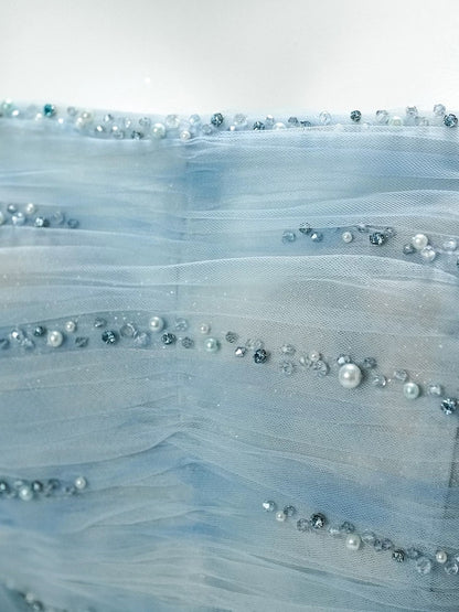 Beautiful Ball Gown Strapless Ice Blue With Beading Long Quinceanera Dresses Sweet 15 Dress Formal Outfits RB5519