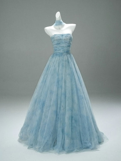 Beautiful Ball Gown Strapless Ice Blue With Beading Long Quinceanera Dresses Sweet 15 Dress Formal Outfits RB5519