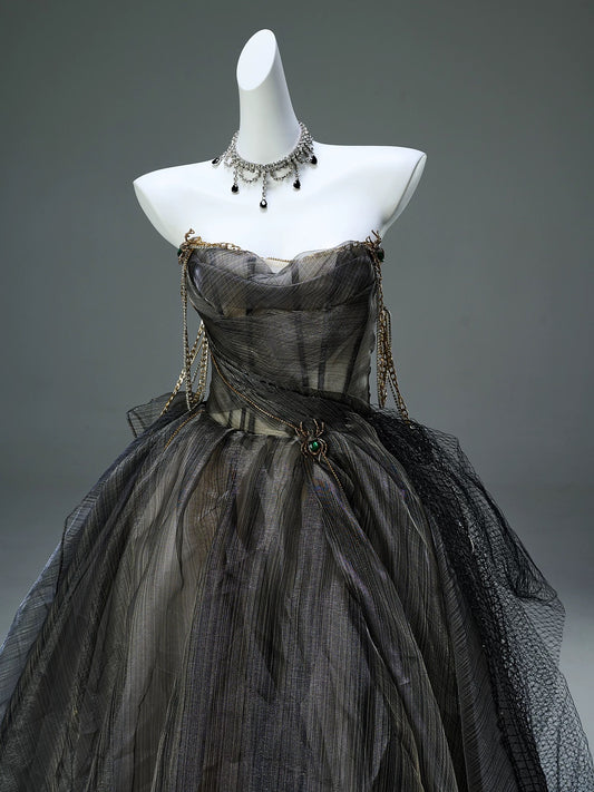 Beautiful Ball Gown Strapless Black With Gold Beading Long Quinceanera Dresses Sweet 15 Dress Formal Outfits RB5522
