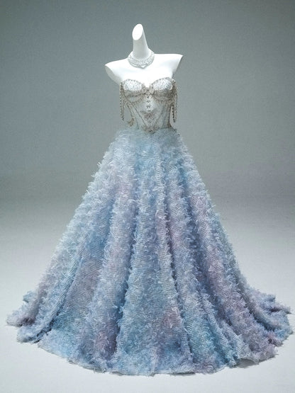 Pretty Ball Gown Sweetheart Tulle With Beading Long 15 Quinceanera Dresses Photo Ideas Formal Outfit RB5536