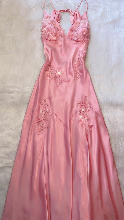Robe de soirée sirène modeste à bretelles spaghetti, dos nu en dentelle raisin, satin, idéale pour le bal de fin d'année des lycéennes (N014)