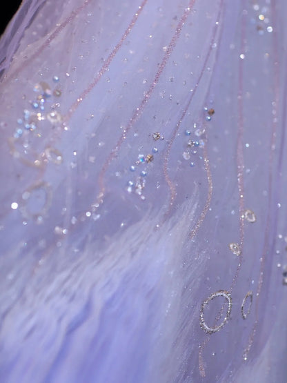 Robe de bal chic sans bretelles lilas avec corsage orné de cristaux perlés - Inspiration robes de soirée formelles - Robes de bal N154