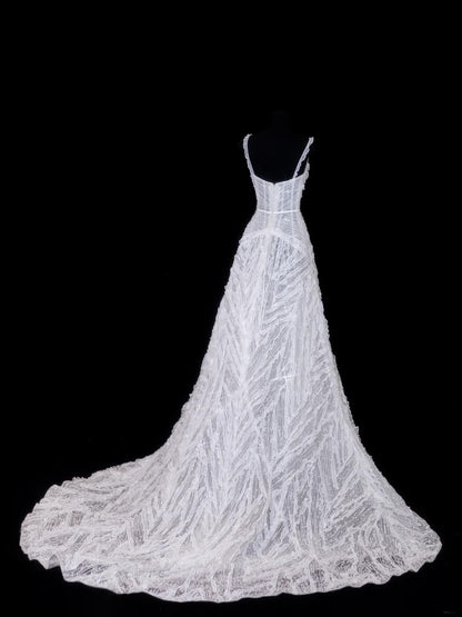 Robe de mariée à paillettes, robe de bal à bretelles spaghetti, robe de mariée blanche à sequins et perles, robe de mariée longue et ajustée N156