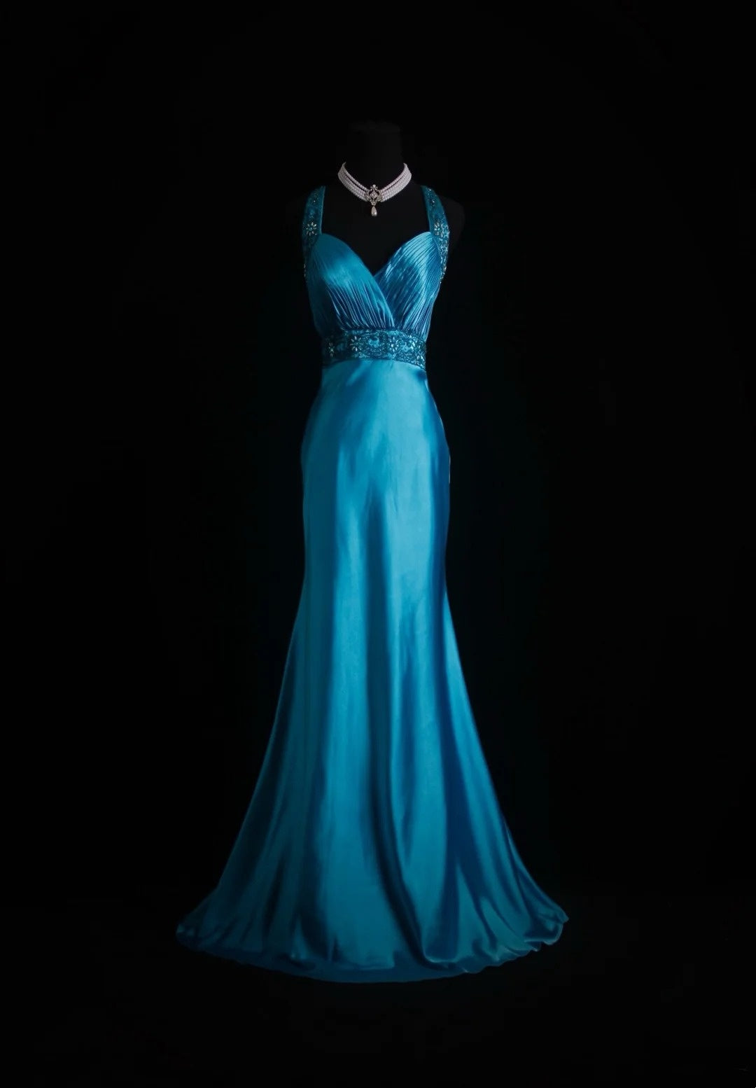 Vintage Mermaid Sweetheart With Straps Blue With Beaded Long Prom Dresses Inspiration Evening Gowns Formal Party Prom Dress N195