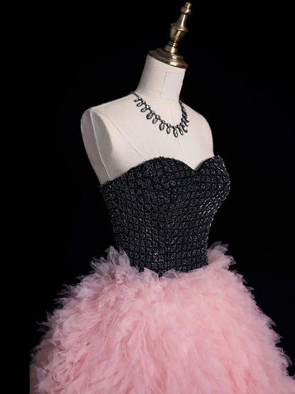 Magnifique robe de bal rose en tulle à décolleté cœur, longue robe de soirée, inspiration tenue de soirée N239