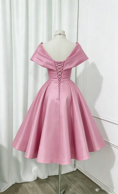 Hübsches Ballkleid Schulterfrei Rosa Kurz Mini Homecoming-Kleid Abschlussballkleid N2435
