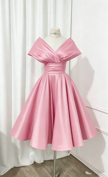 Hübsches Ballkleid Schulterfrei Rosa Kurz Mini Homecoming-Kleid Abschlussballkleid N2435