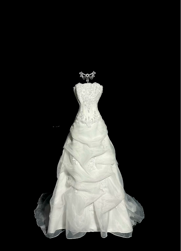 Prinzessin Hochzeitskleider Ballkleid Trägerlos mit Applikationen Sommer Langes Hochzeitskleid N4237