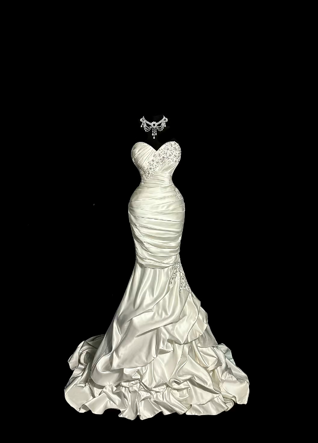 Prinzessin Hochzeitskleider Meerjungfrau Sweetheart mit Applikationen Sommer Langes Hochzeitskleid N4238