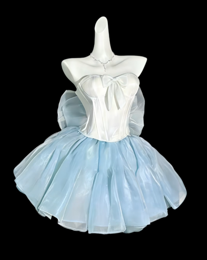 2026 Neue Homecoming-Kleider Mini Kurz Sweetheart Weiß Blau Abschlussball Cocktailkleid N4305