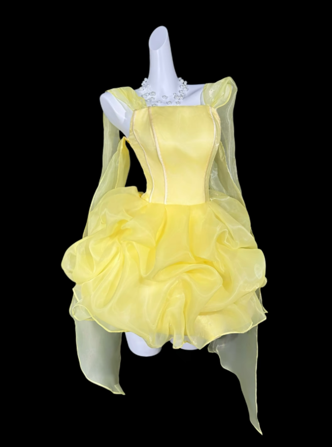 2026 New Homecoming Dresses Short Mini Yellow With Bow Graduation Cocktail Dress N4314
