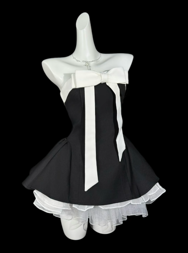 Hübsche Ballkleider Trägerloses kleines schwarzes kurzes Mini-Partykleid für den Abschlussball N4338