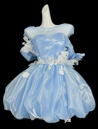 Süßes Ballkleid schulterfrei Mintgrün Kurz Mini Party Geburtstag Cocktail Heimkehrkleider N4352