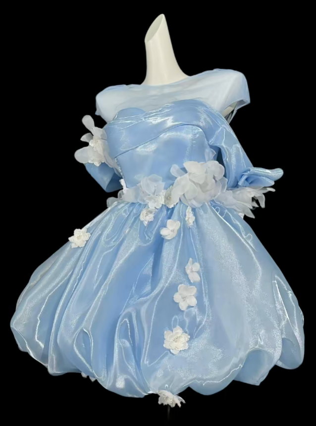 Süßes Ballkleid schulterfrei Mintgrün Kurz Mini Party Geburtstag Cocktail Heimkehrkleider N4352