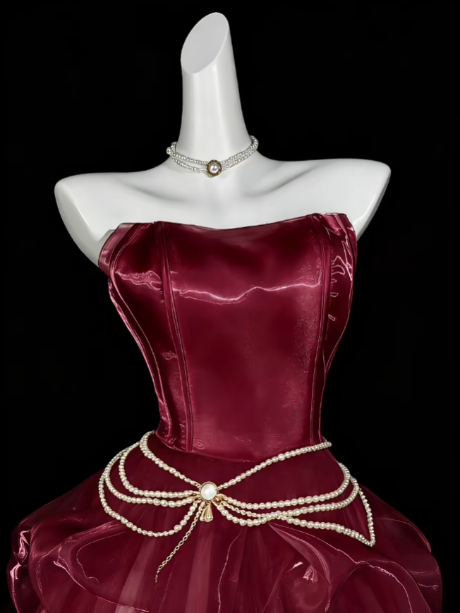 Unique Ball Gowns Strapless Burgundy Short Mini Party Cocktail Homecoming Dresses N4349