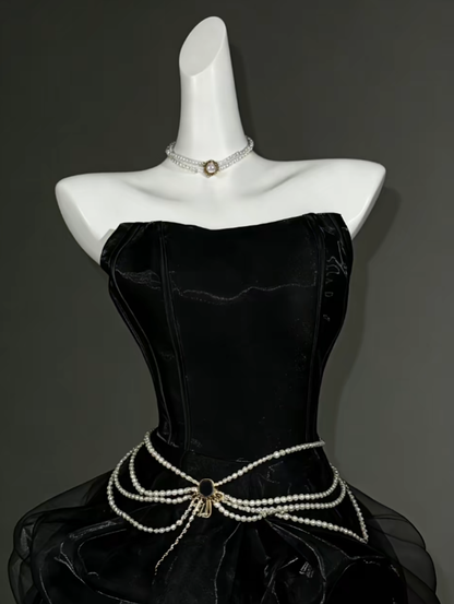Robes de soirée uniques bustier petite robe noire courte mini robes de soirée cocktail de bal N4350