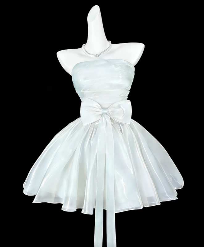 Robe de soirée bustier vert menthe avec nœud-nœud courte mini, pour cocktail ou bal de promo N4360