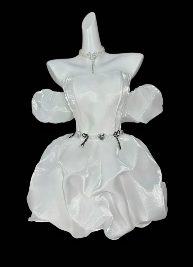 Unique Ball Gowns Off The Shoulder White Short Mini Party Cocktail Homecoming Dresses N4364