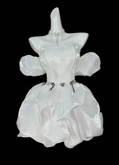 Unique Ball Gowns Off The Shoulder White Short Mini Party Cocktail Homecoming Dresses N4364