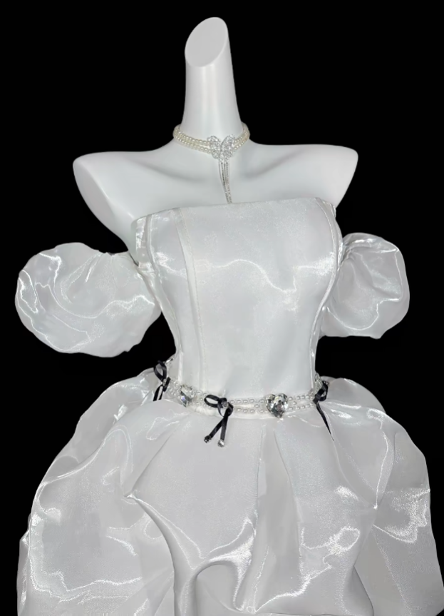 Unique Ball Gowns Off The Shoulder White Short Mini Party Cocktail Homecoming Dresses N4364