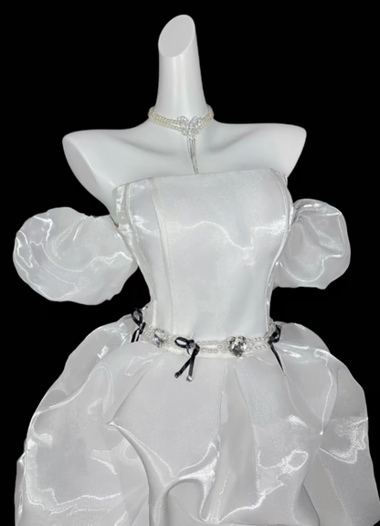 Unique Ball Gowns Off The Shoulder White Short Mini Party Cocktail Homecoming Dresses N4364