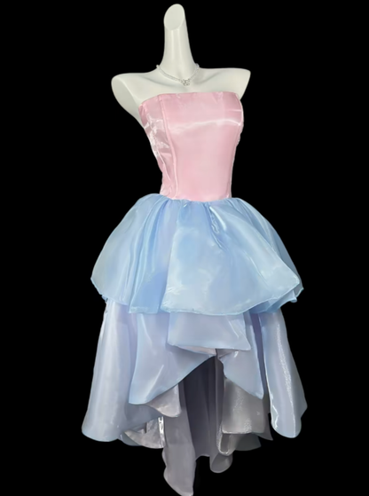 Sweet Ball Gown Strapless Pink Blue How Low Party Cocktail Homecoming Dresses N4394
