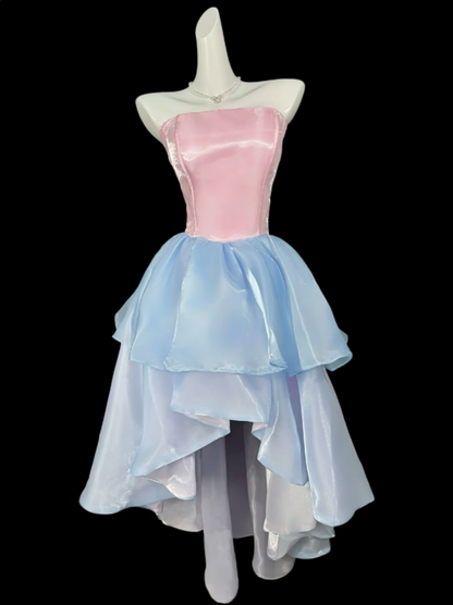 Sweet Ball Gown Strapless Pink Blue How Low Party Cocktail Homecoming Dresses N4394