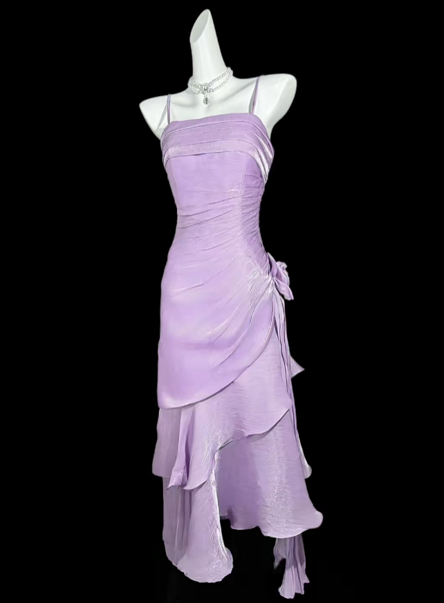 Modest Mermaid Spaghetti Strap Lilac Evening Dresses Night Date Prom Dress For Women N4395