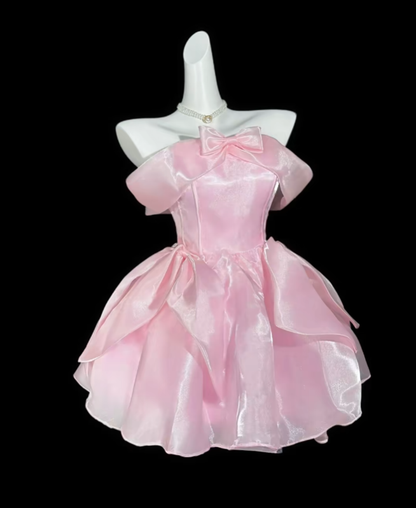 Unique Ball Gowns Off The Shoulder Pink Short Mini Party Graduation Homecoming Dresses N4396