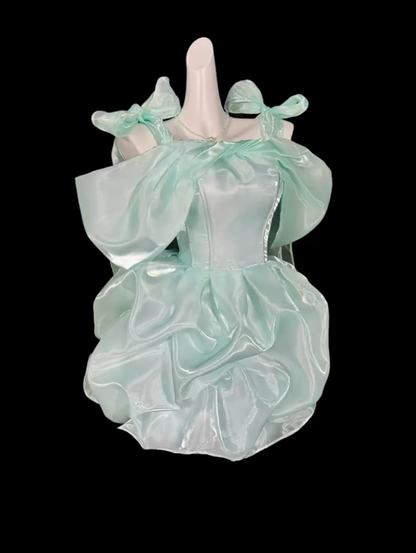 Pretty Ball Gowns Spaghetti Strap Mint Green Short Mini Party Dress Homecoming Dresses N4400