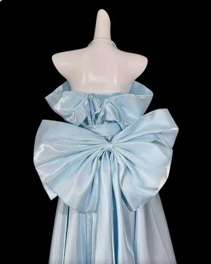 Ball Gowns Off The Shoulder Light Sky Blue With Sleeves Summer Birthday Elegant Outfit Wedding Guest Dresses N4336