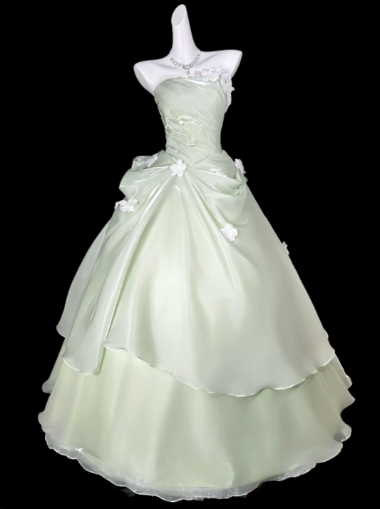 Prinzessin Abschlussballkleider Ballkleider Trägerlos Ärmellos Mintgrünes Abendkleid Lang Formal N4405
