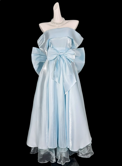 Ball Gowns Off The Shoulder Light Sky Blue With Sleeves Summer Birthday Elegant Outfit Wedding Guest Dresses N4336