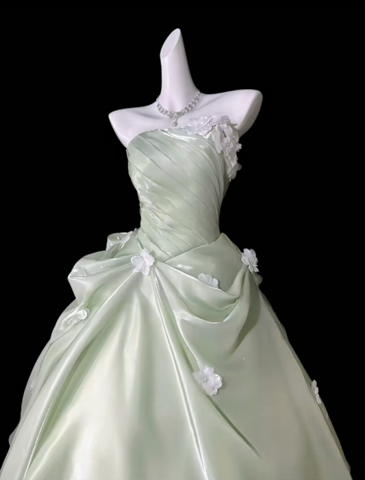 Prinzessin Abschlussballkleider Ballkleider Trägerlos Ärmellos Mintgrünes Abendkleid Lang Formal N4405