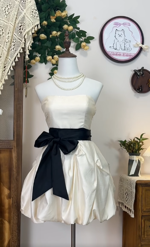 Cute Ball Gown Strapless Satin Senior Short Hoco Court High School Homecoming Dresses N4561