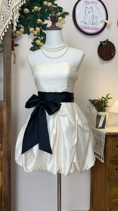 Cute Ball Gown Strapless Satin Senior Short Hoco Court High School Homecoming Dresses N4561