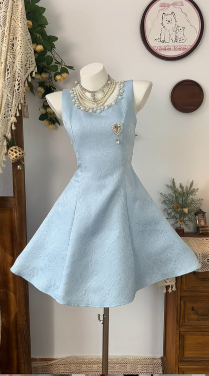 Cute Ball Gown Square Neck Light Sky Blue Satin Senior Formal Graduation Inspo Homecoming Dresses N4607