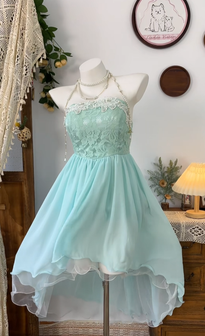 Belles robes de bal sans bretelles en mousseline bleue et dentelle pour bal de promo/fin d'études, robes de bal de rentrée N4616