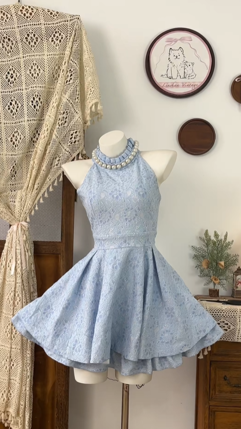 Belles robes de bal licou bleu poussiéreux mini senior courtes robes de remise de diplôme lycée bal de promo N4627