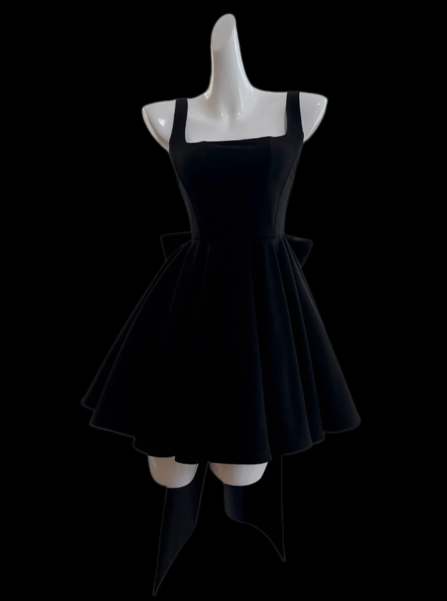 Wunderschöne Ballkleider, eckiger Ausschnitt, schwarzer Samt, Mini, Senior, kurzes Hoco-Kleid, Abiballkleider, High School Homecoming Dresses N4656